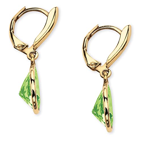 PalmBeach Yellow Gold-Plated Sterling Silver Pear Cut Simulated Birthstone Drop Earrings (30x10mm) Month 82