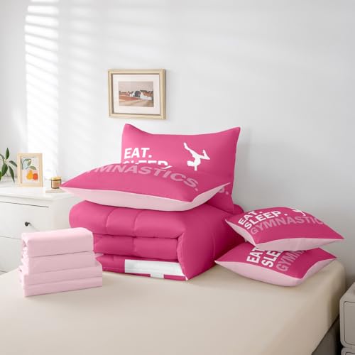Image of Feelyou Gymnastics Bedding Set Full Size 7 Piece for Kids Women