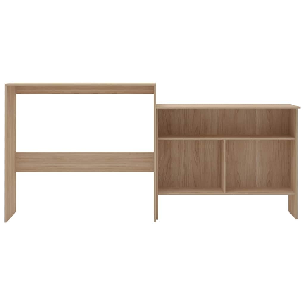 Tavolo da Bar Rovere in Legno Multistrato 138x40x120 cm | Consolle alta salvaspazio con tavolo interno estraibile e ruote, ideale per arredare cucina o soggiorno.