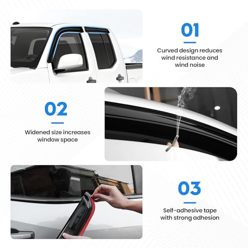 Image of Frontier Rain Guards - Window Visors for Nissan Frontier Crew Cab 2022-2025 2026, Out-Channel Side Window Rain Guards for Frontier Accessories, 4PCS, Black, Car Accessories