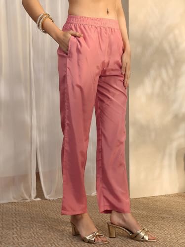 Image of Libas Embroidered Silk Blend Straight Kurta With Trouser and Dupatta