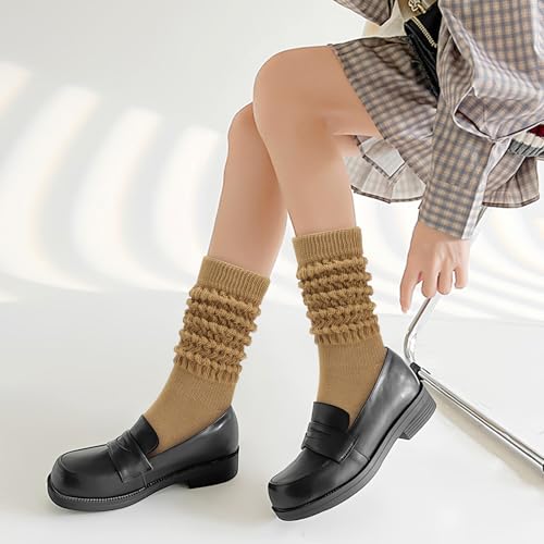 Image of Forwe 3 Pairs Slouch Socks for Women Size 9-11 Soft Extra Long Scrunch Knee High Boot Socks