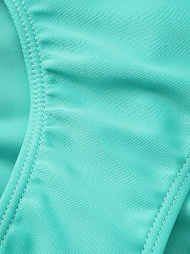 Image of Girl's 3 Piece Bikini Set Tropical Print Bathing Suit Swimwear with Overall Kimono Cover Ups Cyan 160
