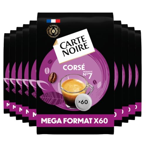 CARTE NOIRE – Café en Dosettes Souples Corsé N°7 – Pur Arabica - 10 Paquet de 60 Dosettes (600 dosettes)