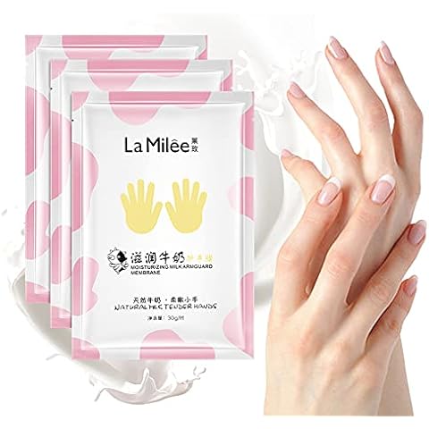 Lamilee Hand Peel Mask, Milk Gloves, Moisturizing Repair Rough and Dry Skin for Men and Women, SPA Gloves for Hands Exfoliating Hand Peeling Masks for Soothing and Whitening Rough Skin（3 Pairs） Cover
