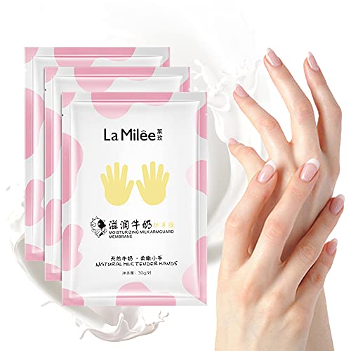 La Milee Hand Peel Mask, Milk Gloves, Moisturizing Repair Rough and Dry Skin for Men and Women, SPA Gloves for Hands Exfoliating Hand Peeling Masks for Soothing and Whitening Rough Skin(3 Pairs)