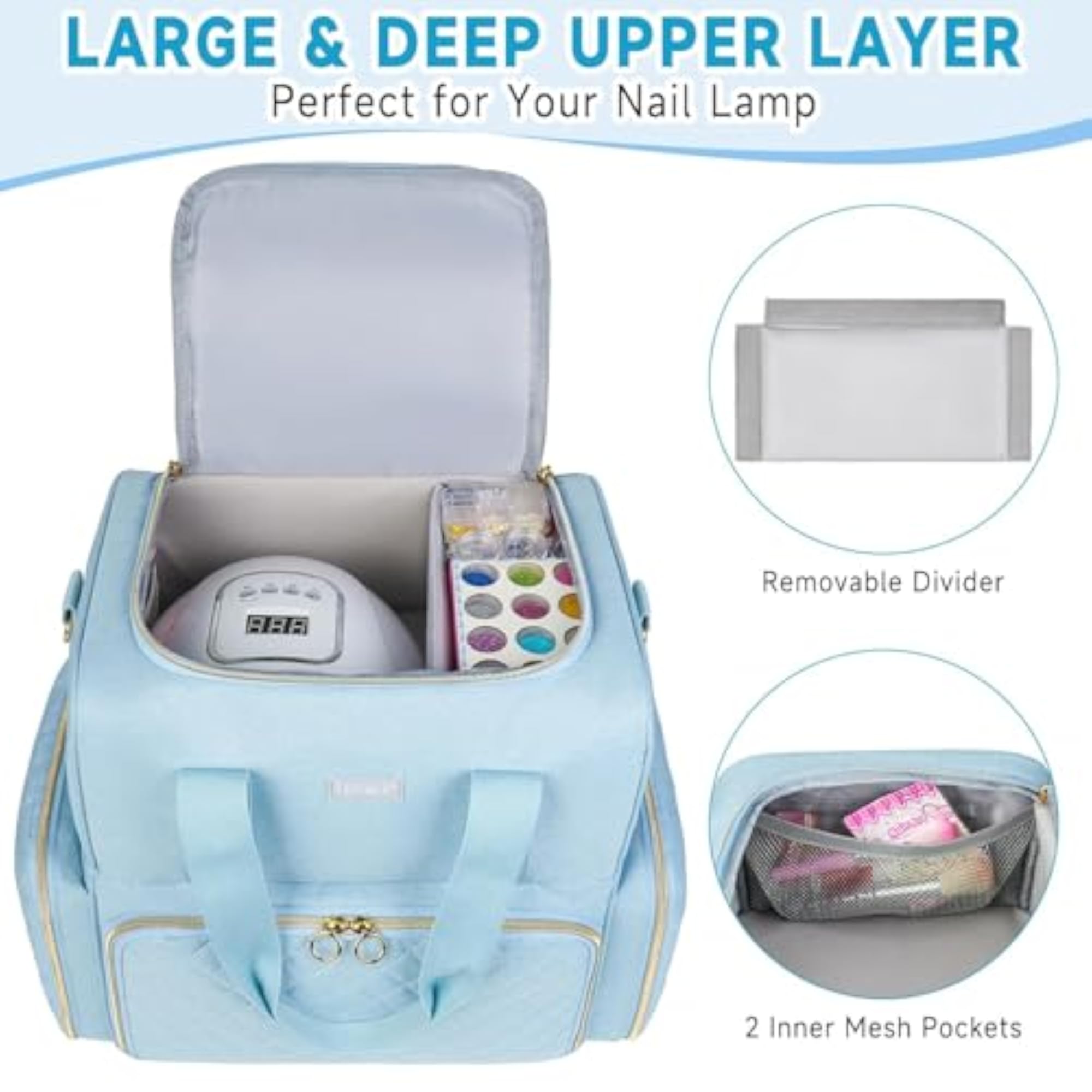 Nail Polish Organizer with Removable Bags, 80+ Bottles