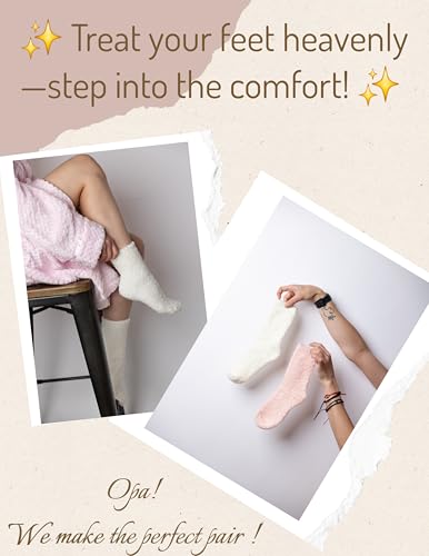 Image of Opa! Ultra Soft Fuzzy Socks for Women & Men- Warm & Cozy Cloud Socks for Sleeping, Gifts, Travel, Lounge Wear - 2 pairs