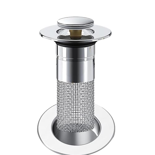 Colector de pelo para fregadero, unidad de drenaje, cesta de filtro de acero inoxidable, tapón de fregadero de baño, uso conveniente para recoger desechos de cabello, colador extraíble, protección de