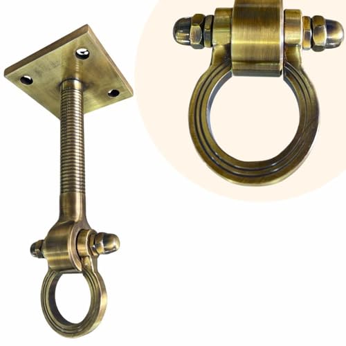 Image of Brass Hanging Hook Kada with Ring for Jhula Swing Ceiling Mount Bearing Kada Hammock Swing Chair Kada (12inch Golden-1PC)