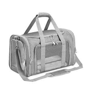 Soft Sided Cat/Pet/Dog Carrier Bag,Portable Foldable Pets Travel Carriers For Cats/Dogs With Shoulder Strap & Removable Mat,Durable Puppy Basket of 16 lbs Airline Approved – Grey