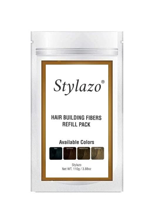Stylazo Hair Building Fibers Refill Pack 110 grams Hair loss Concealer For Thicker And Fuller Hairs (Natural Black)