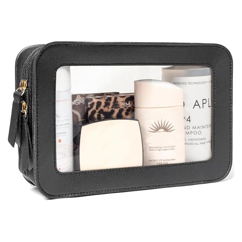 Clear Makeup Bag, Black Travel Makeup Pouch Toiletry Bag for Women Waterproof Small Cosmetic Bag Case Small Make Up Bag with Zipper Car Organizer Car Essentials for Women Men2