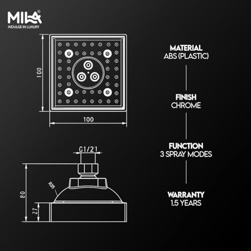 Image of SwitchFlow 3.0 Multi Function Shower Head | High Pressure 3 Spray Modes- Rain, Mist, Massage (Unique Dancing /Rolling Function) | ABS Chrome Finish | 10x10 cm Bathroom Shower