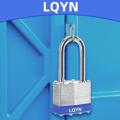 Image of Padlocks with Same Key, LQYN 24 Pcs Laminated Keyed Padlock (1-9 /16 inch, 40mm), Keyed Alike Locks, Long Shackle, for Storage Locker, Hasp Latch, Toolbox, Sheds