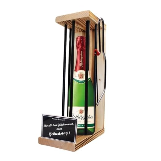 * Herzlichen Glückwunsch zum Geburtstag - Eiserne Reserve ® Black Edition mit Rotkäppchen Sekt 0,75L incl. Säge zum zersägen der Stäbe - Die Geschenkidee