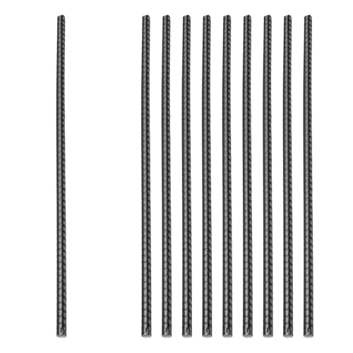 MANCHAP Steel Rebar Stakes 40cm Black Garden Rebar Rod 1cm Thickness 10 Pieces for Fence Garden Courtyard