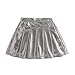 Metallic Skater Skirt for Girls Summer Sparkly Shiny Flared Holographic A-Line Mini Skort for 4-15 Years