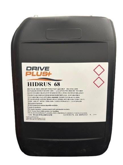 Drive+ Hydro ISO 68, Olio Idraulico Industriale, 20L, Contenitore Blu