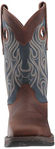 Durango Mens Rebel By Durango Steel Toe Pull-On Western Mid Calf Boot, Dark Brown And Blue Denim, 9.5 Us #TOP1