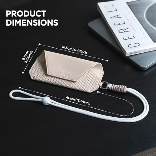 Image of VULKIT Portable Eye Glasses Case for Women & Men, Slim Sunglass Case, Unisex Eyeglass Case, with Adjustable Neck Lanyard