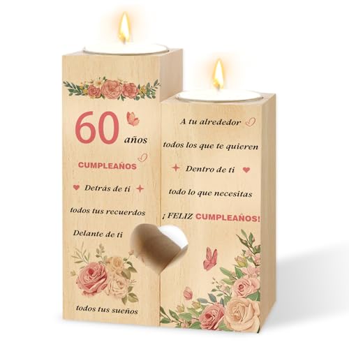 Regalo 60 Años Mujer Regalo Cumpleaños Mujer, Candelabro de Madera Decoración Candelabro de Madera para 60 Cumpleaños Regalos para 60 Años Mujer Regalos Mama Abuela Hermanas Tía 60 ANS Femme Regalo 60 Años Mujer Regalo Cumpleaños Mujer, Candelabro de Madera Decoración Candelabro de Madera para 60 Cumpleaños Regalos para 60 Años Mujer Regalos Mama Abuela Hermanas Tía 60 ANS Femme