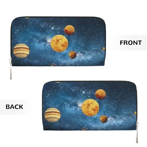 Milky Way Image Printed Zip Around Long Wallet For Women Men Pu Leather Clutch Purse,Card Holder, Coin Pocket Stylish Travel Leather Billfold For Daily Use & Gifting3