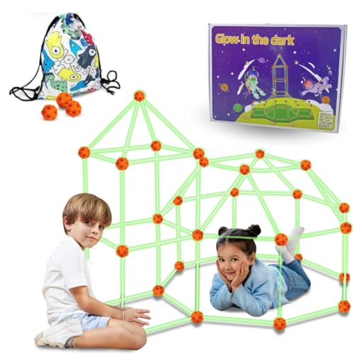 Stock Trends 100 Pcs Kit Construcción Fuerte Infantil - Brilla En La Oscuridad | Fuertes para Niños | Kit De Construccion | Kit De Construcción De Fortaleza para Niños