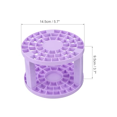 Image of PATIKIL 2pcs Paint Brush Holder, Paint Brush Storage Organizer 49 Holes Plastic Paint Storage Desk Stand Round for Artist Desk Makeup Pencil, Purple