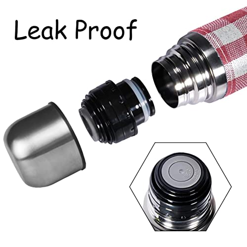 Insulated Water Bottle Stainless Steel Water Bottles Metal Water Bottle, Pink Lattice Plaid Grid Check #TOP1