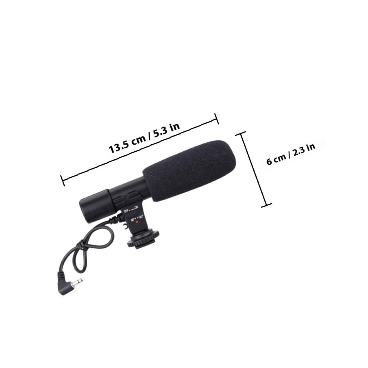 TEHAUX Micrófono de Cámara DSLR Negro Abs para Entrevistas y Vídeo | Zapato Estándar, Captura Estéreo de Alta Sensibilidad, Ángulo 90/120 Grados, Compatibilidad Amplia Teléfono y Camcorder