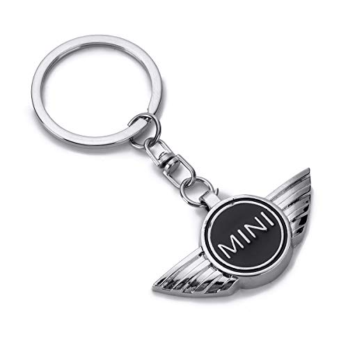 QZS Car Logo Key Chain Ring - 2020 3D Chrome Metal Car Keychain Keyring Family Present for Man and Woman Gifts Elegant Durable for Mini Cooper Cars