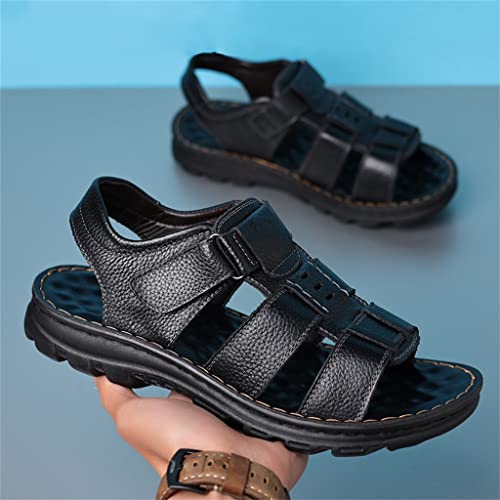Men Genuine Leather Sandals Outside Cow Leather Slippers Soft-Soled Male Casual Sandals Non-Slip(42)3