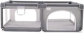 Cercadinho de Proteção Infantil MSP Kids com Tela de Proteção, Dobrável, Cinza. 180x150x60