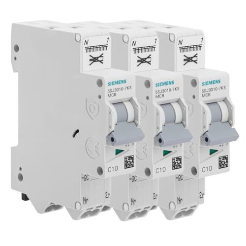 Disjoncteurs Siemens P+N 10A lot de 3 pour protection tableau électrique