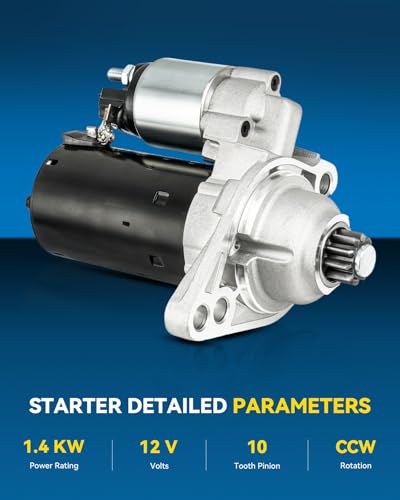 Image of PHILTOP Starter 17968N Compatible with Volkswagen 2005-2014 Jetta 2.5L | 2006-2009 Rabbit,2006-2010 Beetle 2.5L,10-13 Golf 2.5L,2012-2014 Passat /Beetle 2.5L 12V 1.4KW CCW PMGR 10 Tooth Pinion /Teeth