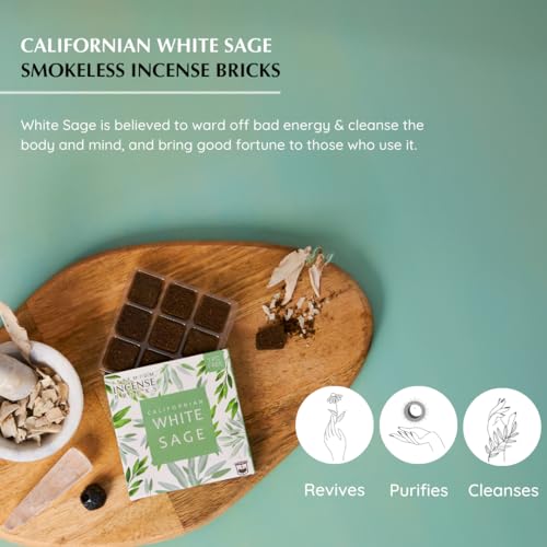 Image of Californian White Sage Smokeless Incense Bricks by Aromafume | 3 Trays x 9 Bricks | Refill Pack | Sage Incense for Positivity, Festive Gift | Sage Leave Extracts for Cleasing Home