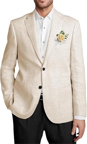 Men's Linen Suit Jacket for Men Casual Linen Blazers for Men Summer Wear Sports Coats Linen Suit Blazer for Wedding Party