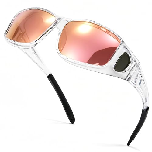 Image of SIPHEW Mirrored Sunglasses Polarized Fit Over Glasses for Men&Women | Wrap Around Sun Glasses,UV400 Protection,Lightweight & Comfortable,Driving,Outdoors