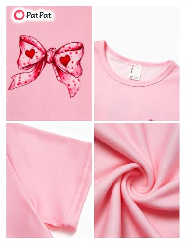 Image of PATPAT Girls Crewneck Short Sleeve Graphic Tees Animal Print Shirts Cute Summer Outfits 5-12 Years