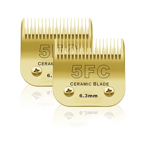 BESTBOMG 2 Stück 5FC Ersatzklinge für die Fellpflege von Heiniger/Moser Max45/Andis/Oster A5 Hundehaarschneider, Länge 6,3 mm, Gold