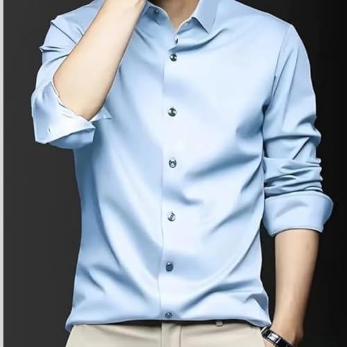 Image of IndoPrimo Men's Stylish Solid Satin Casual Shirt for Men Full Sleeve