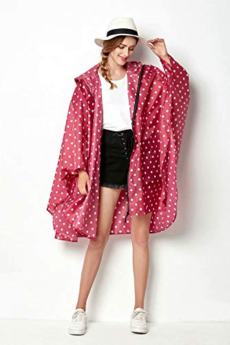 NUUR Rain Poncho for Women Adults Unisex Hooded Zipper Raincoat Waterproof Reusable Hiking Rain Coat with Pockets2