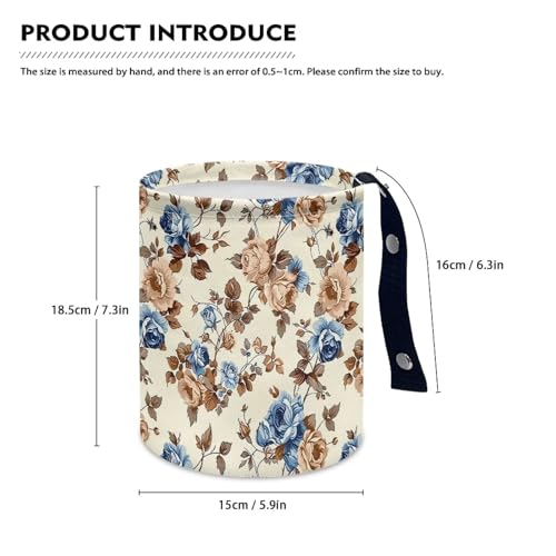 Image of Retro Flower Print Cat Car Garbage Can Small Trash Can with Leak Proof Inside Liner and Hanging Strap Car Organizer Portable for Road Trip