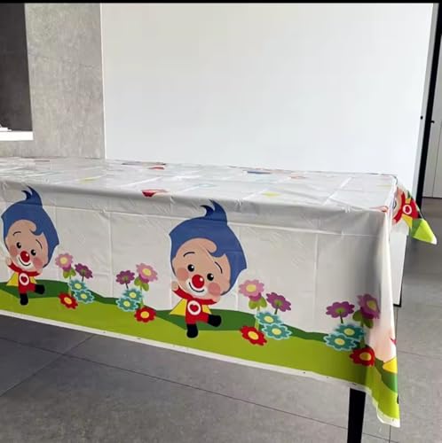 Mantel plastico de plim plim, 137x183 cm, Light White, Decorative Table Cover with Character PatternAmateur
