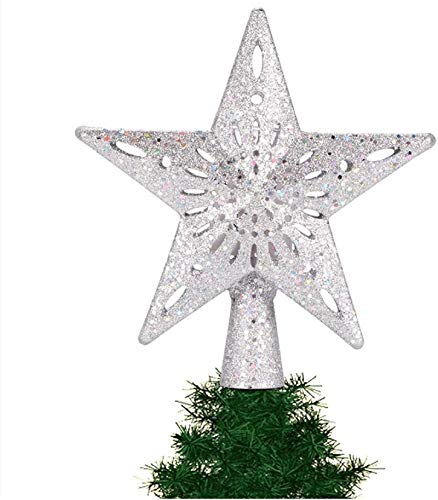 Preisvergleich Produktbild JHYS LED Weihnachtsbaumdekoration Lichter, Tree Topper für Weihnachtsbaumdekoration für Weihnachtsbaumdekoration Sternenhimmel rotierendes Nachtlicht, Partydekoration (Silver Star)