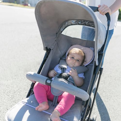 Image of Babymoov Lovenest Baby Head Support, Soft Infant Support for Supervised Awake Time, Stroller & Bouncer Use, Breathable Fabric, Lightweight Newborn Support, Pink