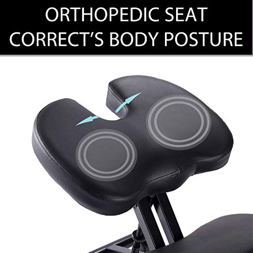 Kneeling Chair with Orthopedic Back Pain Seat, Faux Leather - Manual Adjust, Helps Prevent Coccyx Pain, Kneeling Chair for Better Posture. - Thumbnail 5