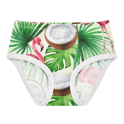 Girls Underwear Toddler 2t Cotton Panties for Girl Fun Print Briefs Underpants Tropical Pink Flamingos Palm Tree
