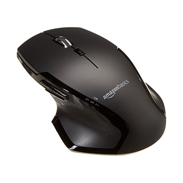 Amazon Basics Full Size Ergonomic Wireless Mouse with Fast Scrolling, Compatible with PC, Mac, Laptop - Black